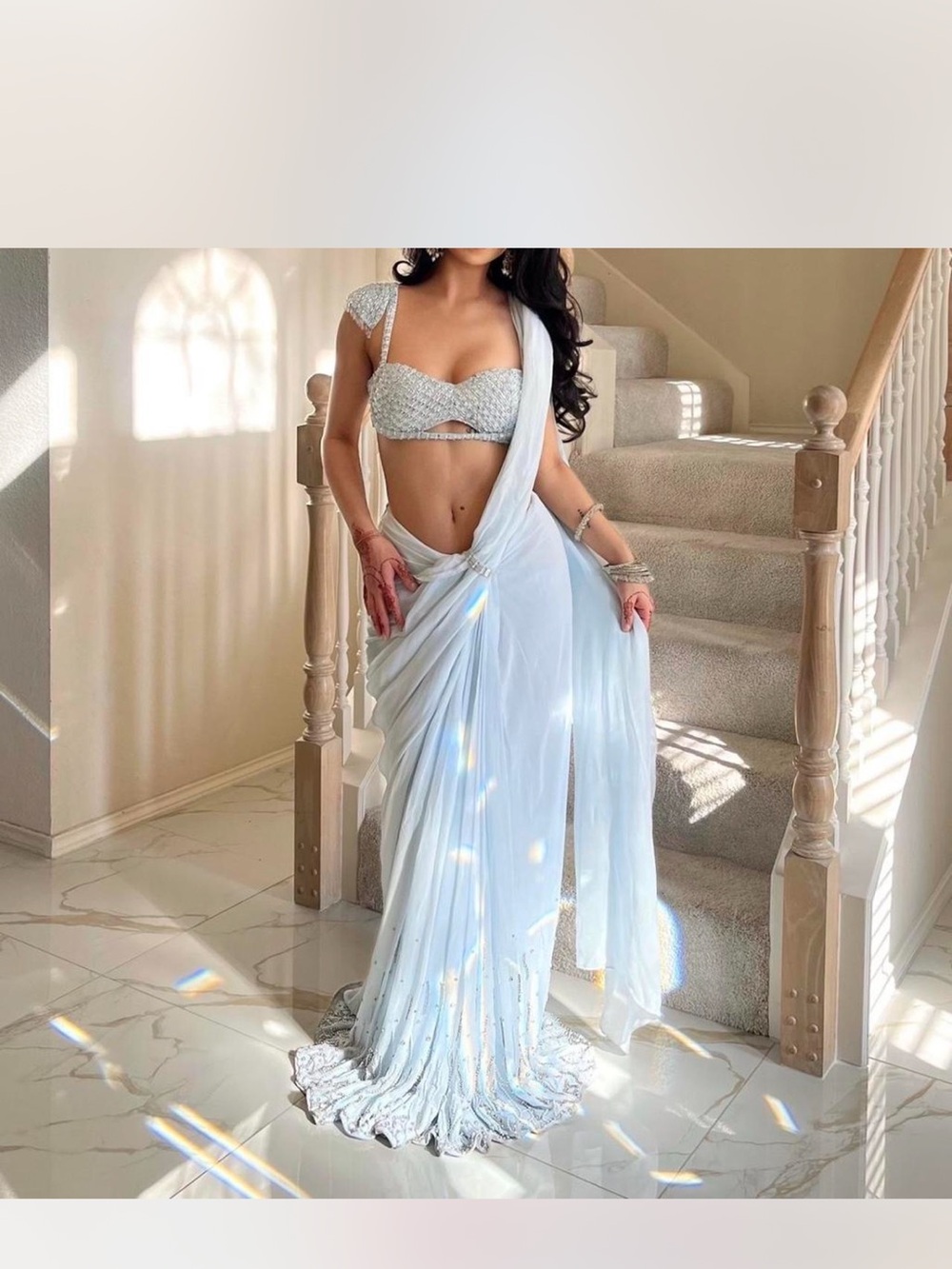Ice Blue Saree